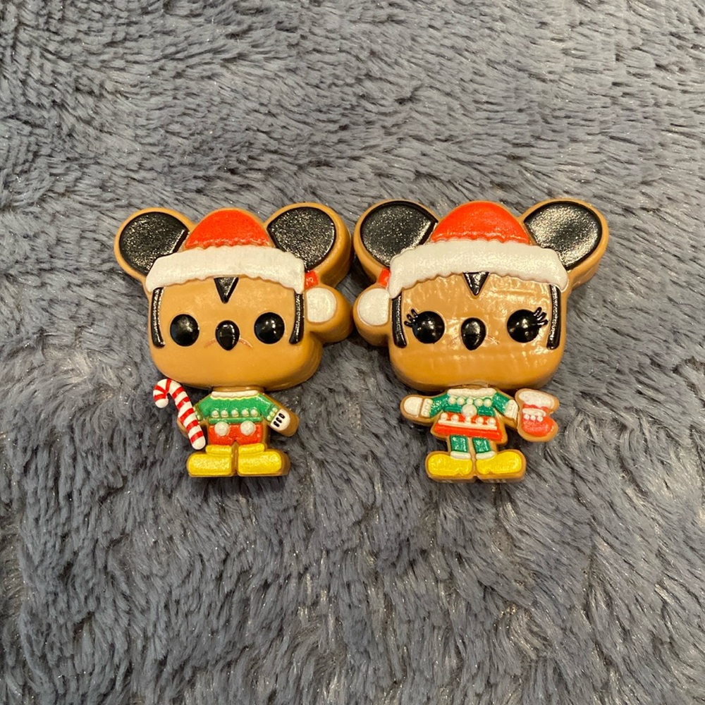 🍭🔥🌟2/$25 🎁 Mickey & Minnie mouses Funko Christmas gingerbread figurines **New*
